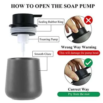 BosilunLife 12 oz Ceramic Foam Soap Dispenser for Home