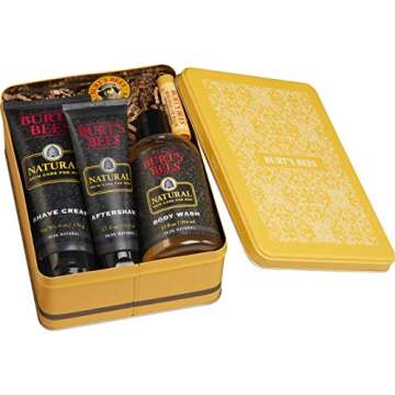 Burt's Bees Men's Gift Set, 5 Natural Products in Giftable Tin – Shave Cream, Aftershave, Body Wash, Hand Salve, Original Beeswax Lip Balm
