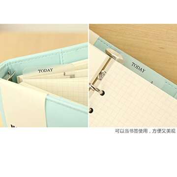 A5 6 Holes Binder File Folder Organizer Slide-in Plastic Bookmark Dividers Ruler (Gold, 1 Count)