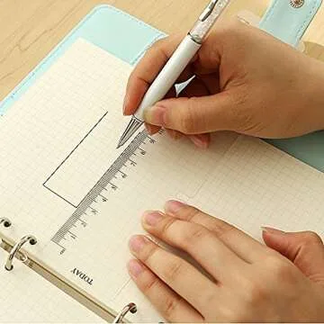 A5 6 Holes Binder File Folder Organizer Slide-in Plastic Bookmark Dividers Ruler (Gold, 1 Count)