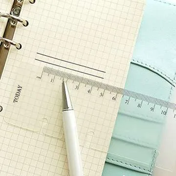 A5 6 Holes Binder File Folder Organizer Slide-in Plastic Bookmark Dividers Ruler (Gold, 1 Count)