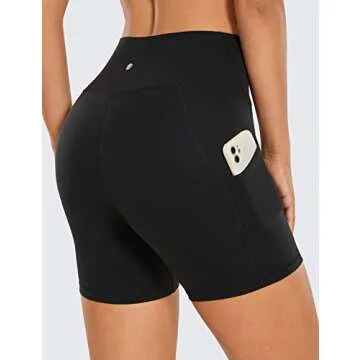 CRZ YOGA Womens Butterluxe Biker Shorts with Pockets 5 Inches - High Waisted Volleyball Workout Athl...
