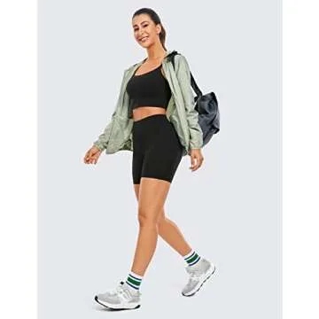 CRZ YOGA Womens Butterluxe Biker Shorts with Pockets 5 Inches - High Waisted Volleyball Workout Athletic Yoga Black Medium