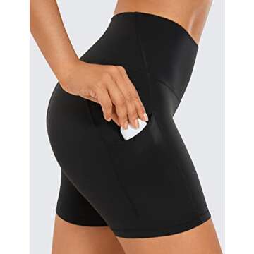 CRZ YOGA Womens Butterluxe Biker Shorts with Pockets 5 Inches - High Waisted Volleyball Workout Athletic Yoga Black Medium