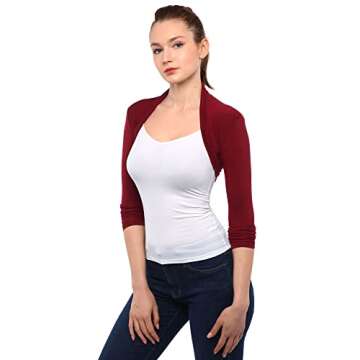 AmélieBoutik Women Long Sleeve Bolero Shrug for Stylish Layering