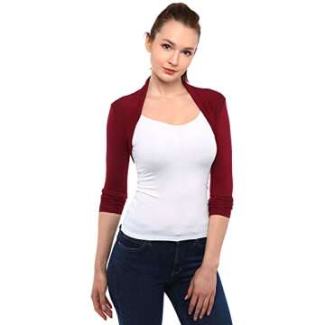 AmélieBoutik Women Long Sleeve Bolero Shrug for Stylish Layering