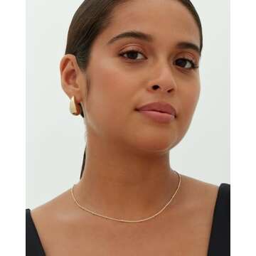 PAVOI 14K Gold Plated 925 Sterling Silver Post Teardrop Chunky Hoop Earrings - Lightweight Drop White Earrings for Women - 22mm Designer Dupe Earrings