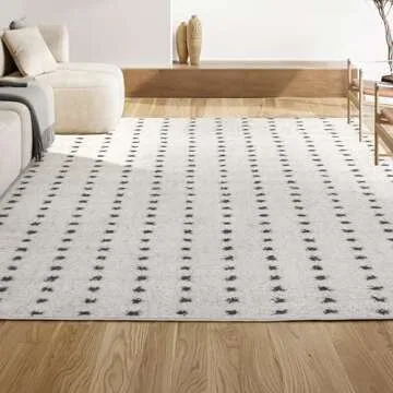 JONATHAN Y MOH400A-8 Pele Modern Geometric Shag Indoor Area-Rug Bohemian Polka Dot Easy-Cleaning Bedroom Kitchen Living Room Non Shedding, 8 X 10, White/Black