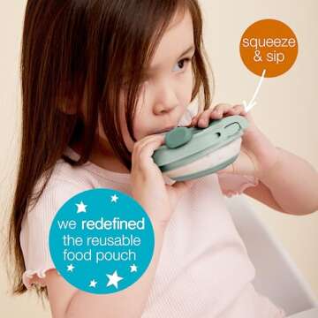 b.box Fill + Feed (Blush) | Reusable Baby Food Pouch | For Toddlers & Babies 4mo+ | Silicone/Nylon Pouch, BPA Free Plastic Lid | Dishwasher & Microwave Safe | 110mL (3.7oz or ½ Cup Capacity)