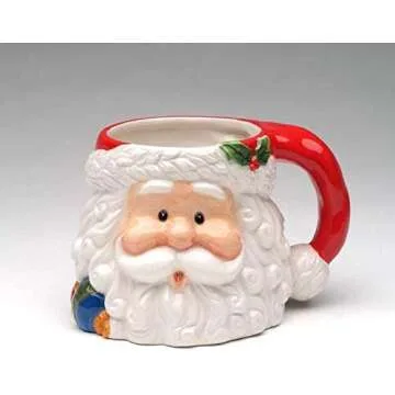 Fine Ceramic Christmas Mr & Mrs. Santa Claus Mugs Set