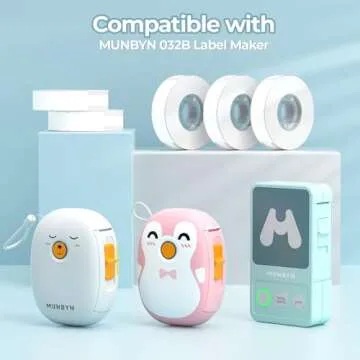 MUNBYN Thermal Line Label Tape for Penguin Bluetooth Label Maker Machine, 12.5 x 109mm Self-Adhesive Label for Home, Office, School (Line-White)