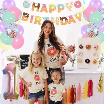 Sweet One Donut Birthday Party Decorations for Girls Donut 1st Birthday Pink Macaron Pastel Balloon Garland Arch Kit for Doughnut 1st Birthday Party Decor with Happy Birthday Banner