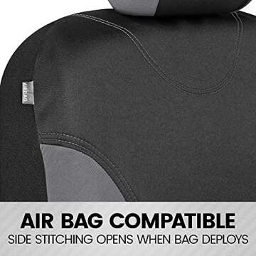 BDK UltraSleek Gray Seat Covers for Cars, Two-Tone Front Seat Covers with Matching Back Car Seat Cover, Made to Fit Most Auto Truck Van SUV, Interior Car Accessories, Car Seat Covers Full Set