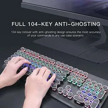 E-YOOSO Wired Mechanical Keyboard with Backlit, Blue Switch, Retro Typewriter Gaming Keyboard, Light Up Letters, 104 Round Key for Game, Office, Computer, Laptop, PC, Desktop