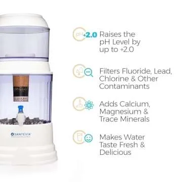 Santevia Gravity Water System Filter | at Home Water Filter That Makes Water Alkaline and Adds Miner...