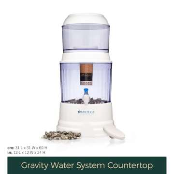 Santevia Gravity Water System Filter | at Home Water Filter That Makes Water Alkaline and Adds Minerals | Chlorine and Fluoride Filter (Countertop Model)
