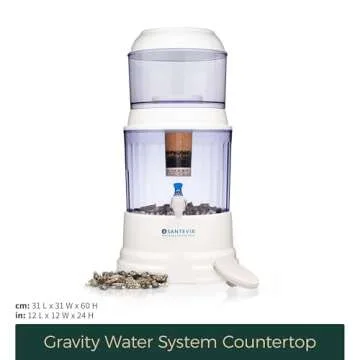 Santevia Gravity Water System Filter | at Home Water Filter That Makes Water Alkaline and Adds Minerals | Chlorine and Fluoride Filter (Countertop Model)
