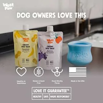 WEST PAW Creamy Dog & Puppy Training Treat, Healthy Nutrition, Gluten-Free & Grain-Free, Made in USA, Beef Liver & Pumpkin, 2 Pack (5 oz)