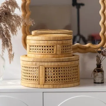 HuiDao Rattan Boho Decorative Box Set: Stylish Storage Solution