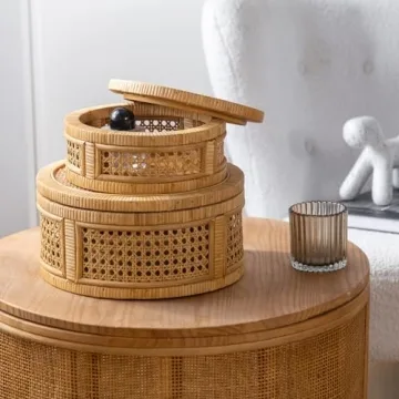 HuiDao Rattan Boho Decorative Box Set: Stylish Storage Solution