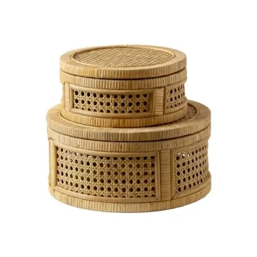 HuiDao Rattan Boho Decorative Box Set: Stylish Storage Solution