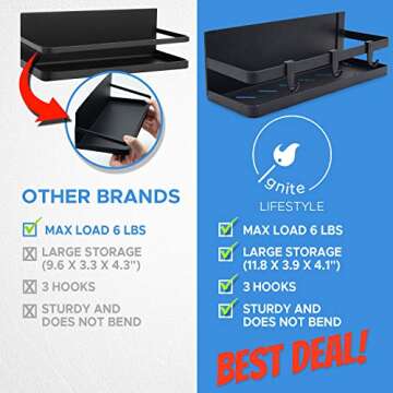 IGNITE LIFESTYLE Magnetic Spice Rack - Space Saving Organizer with Hooks