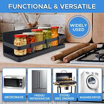 Magnetic Spice Rack for Refrigerator with Hooks