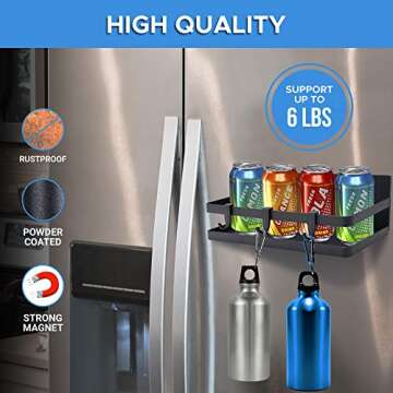 Magnetic Spice Rack for Refrigerator with Hooks