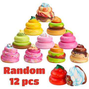WATINC Random 12 Pcs Kawaii Soft Poo Squeeze Cream Scented Stress Relif Toy, Decorative Props Gift Hand Toy for Kids