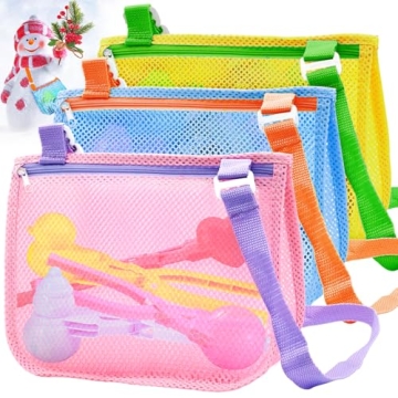UMUACCAN Beach Toy Mesh Beach Bag, 3Pcs Seashell Collecting Bags with Adjustable Shoulder Straps, Sa...