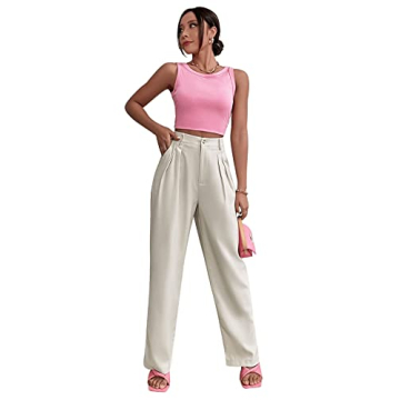 SweatyRocks Women's Stylish High Waist Long Pants - Office Trousers