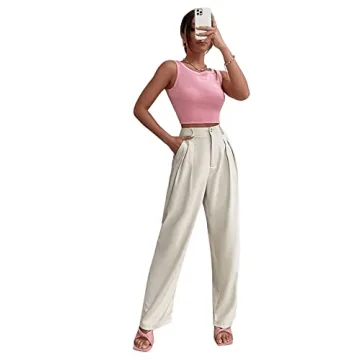 SweatyRocks Women's Stylish High Waist Long Pants - Office Trousers