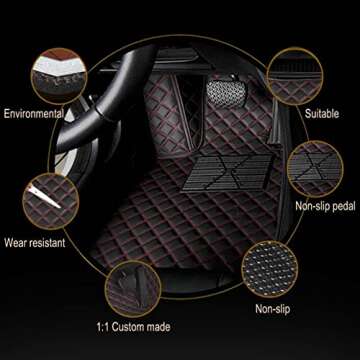 MOUPL Custom Car Floor Mats for 99% of Cars, Trucks, and SUV Waterproof Leather Automotive Vehicle Specific Floor Liner Car Accessories (Black)