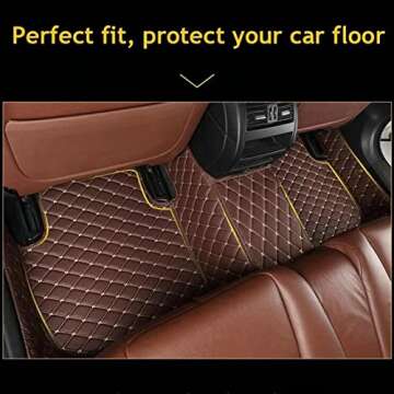 MOUPL Custom Car Floor Mats for 99% of Cars, Trucks, and SUV Waterproof Leather Automotive Vehicle Specific Floor Liner Car Accessories (Black)
