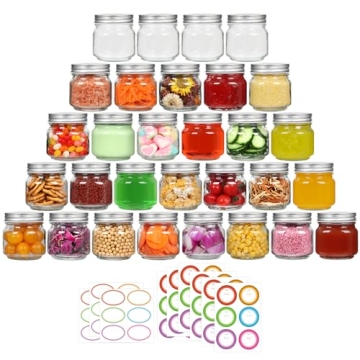30 Pack Small Mason Jars 8 oz with Lids, Half Pint Canning Jars for Preserving & DIY