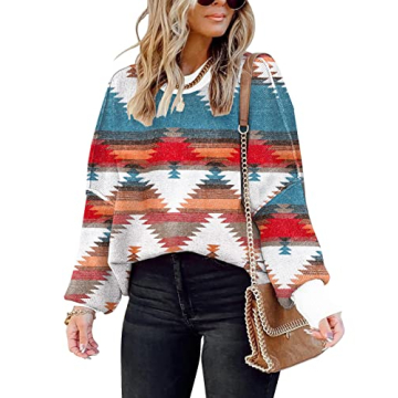 ETCYY Womens Oversized Sweaters Fall 2025 Fashion Clothes Trendy Batwing Sleeve Colorblock Striped K...