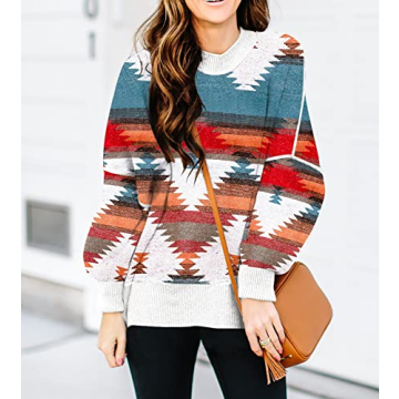 ETCYY Womens Oversized Sweaters Fall 2025 Fashion Clothes Trendy Batwing Sleeve Colorblock Striped Knit Pullover Sweater Tops(L.Print Blue)