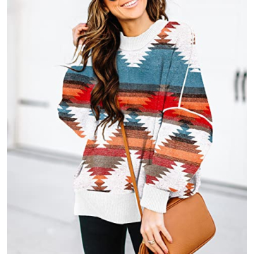 ETCYY Womens Oversized Sweaters Fall 2025 Fashion Clothes Trendy Batwing Sleeve Colorblock Striped Knit Pullover Sweater Tops(L.Print Blue)