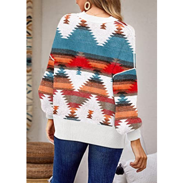 ETCYY Womens Oversized Sweaters Fall 2025 Fashion Clothes Trendy Batwing Sleeve Colorblock Striped Knit Pullover Sweater Tops(L.Print Blue)