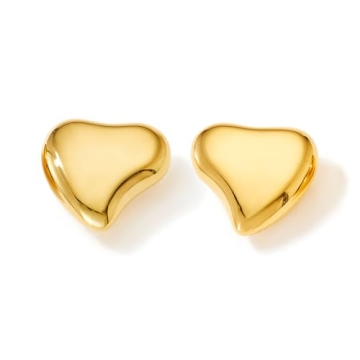 Follome 18K Gold Plated Heart Earrings - Trendy Statement Jewelry for Women