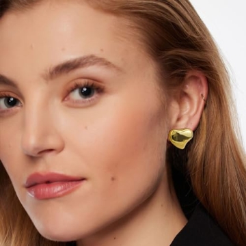 Follome Heart Gold Plated Earrings for Women - Trendy Gift