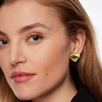 Follome Heart Gold Plated Earrings for Women - Trendy Gift