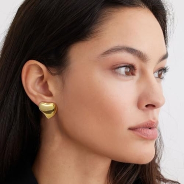 Follome Heart Gold Plated Earrings for Women - Trendy Gift