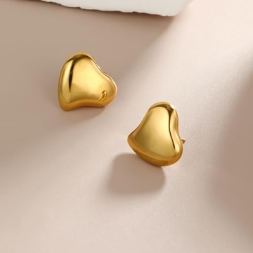 Follome Heart Gold Plated Earrings for Women - Trendy Gift