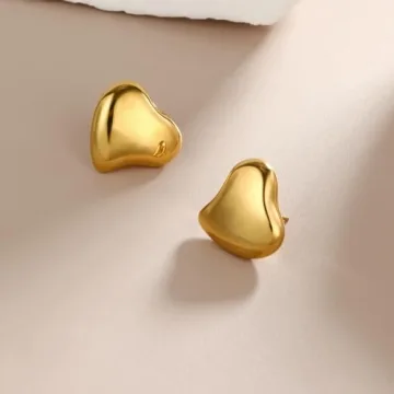 Follome Heart Gold Plated Earrings for Women - Trendy Gift