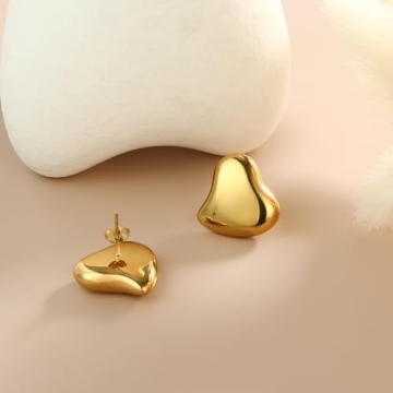 Follome Heart Gold Plated Earrings for Women - Trendy Gift
