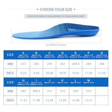 Plantar Fasciitis Feet Insoles Arch Supports Orthotics Inserts Relieve Flat Feet, High Arch (Mens 12-12 1/2 | Womens 14-14 1/2)