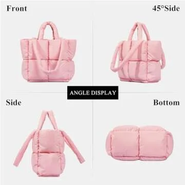 OWGSEE Puffer Tote Bag, Soft Puffy Bags for Women Light Winter Down Cotton Padded Quilted Tote Bag Shoulder Handbag Purse (Green)