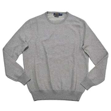 Polo Ralph Lauren Mens Knit Long Sleeves Crewneck Sweater (Large, Gray)