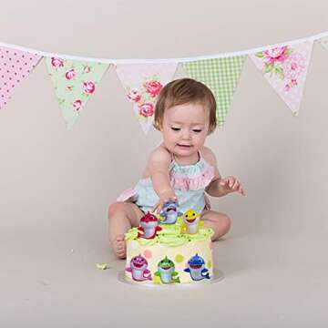 SIENON Shark Cake Toppers-8Pcs Shark Birthday Cake Toppers with Bright Colors, Little Cute Shark Family Cake Decorations for Shark Theme Cake for Kids Birthday Party & Baby Shower & Shark Theme Party